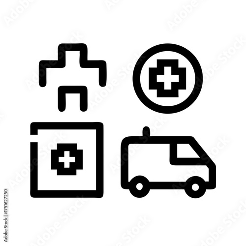 Emergency medical service, showcasing ambulance and first aid