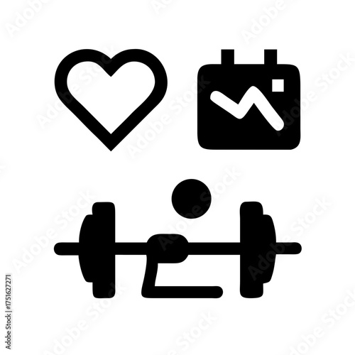 Fitness and health icon showing workout and heart