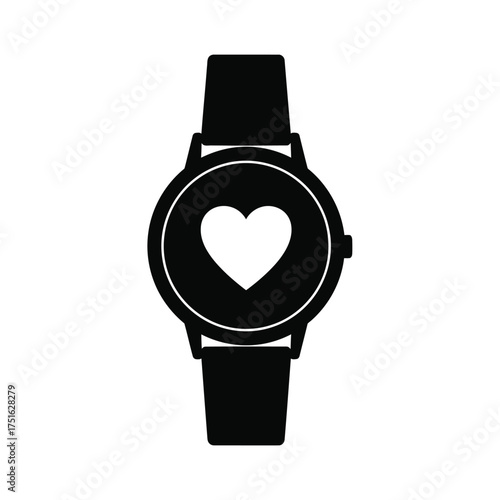 Black smartwatch with white heart icon on screen technology