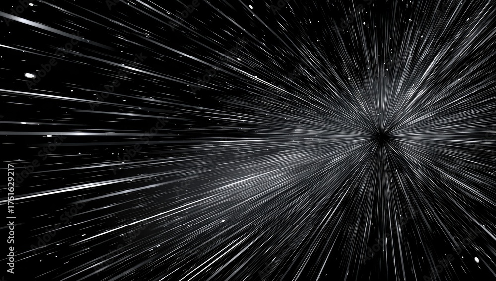 Obraz premium A cosmic journey through space with a dark center and radiating light trails