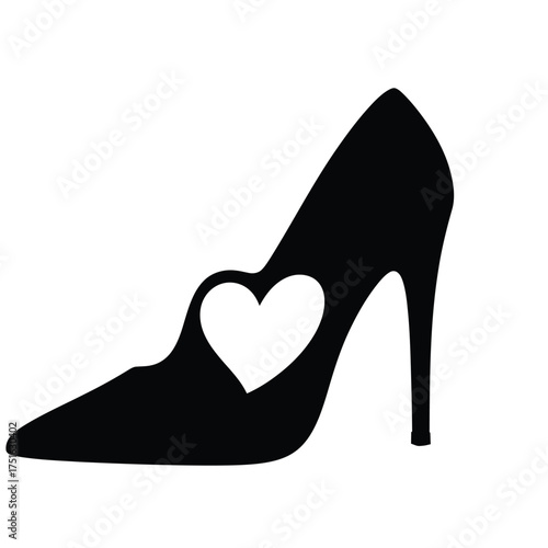 Black stiletto heel shoe with heart cutout white