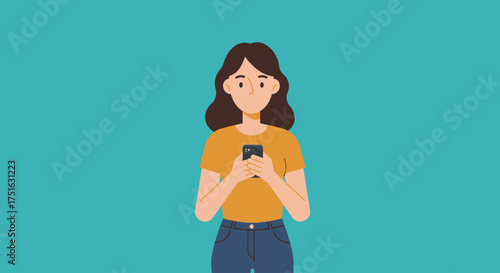 Woman Using Smartphone - Engaging with Mobile Technology and Online Communication