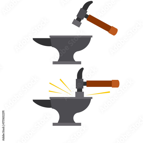 Hammer Striking Anvil With Sparks
