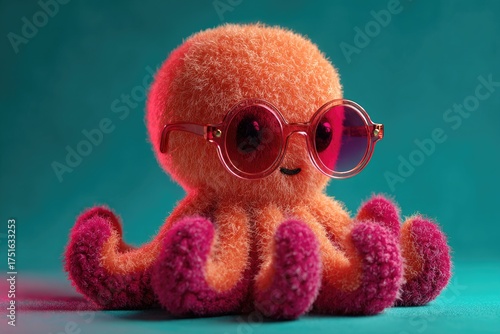 Plush octopus wearing sunglasses