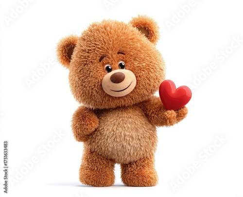Cute teddy bear holding a heart (1)