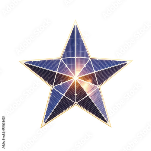 Radiant Solar Power Star on transparent background