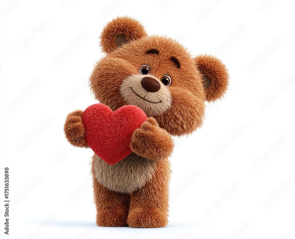 Fototapeta premium Cute teddy bear holding a heart (3)