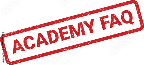 Distressed Academy FAQ stamp for information resources and question resolution, grunge style