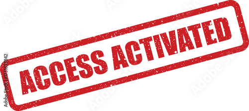 Distressed access activated stamp illustration, grungy rectangular design for use