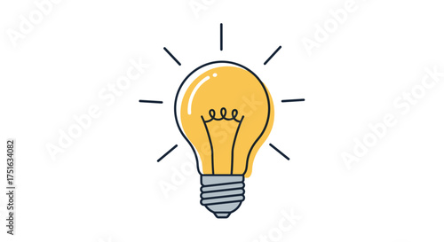 A glowing light bulb symbolizing a bright idea or innovation with radiating lines.