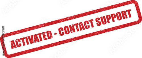 Distressed activated contact support stamp impression isolated on a plain background