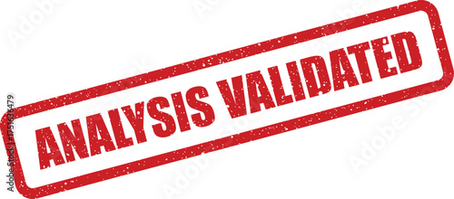 Distressed analysis validated stamp illustration for paperwork or quality control processes