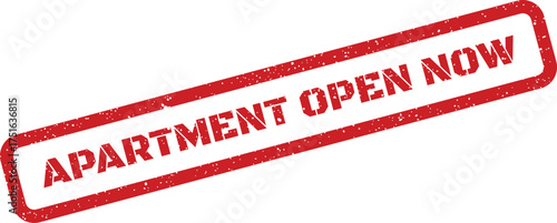 Distressed 'Apartment Open Now' Rubber Stamp Illustration for Real Estate Ads