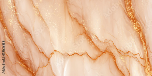 Luxurious marble texture with warm beige, cream, and golden tones. The pattern features smooth, flowing veins of gold and amber running through a soft ivory background.
