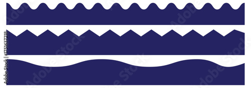 Set of scalloped borders, scalloped border set, scalloped border edge set