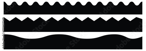 Set of scalloped borders, scalloped border set, scalloped border edge set