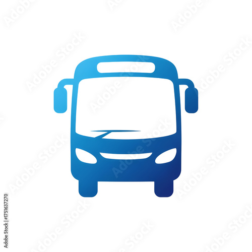 Gradient Blue Bus Vector Icon on transparent background