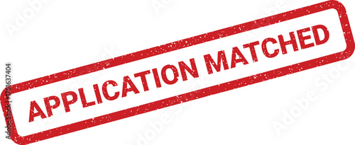 Distressed application matched stamp vector, angled and isolated on white, official approval