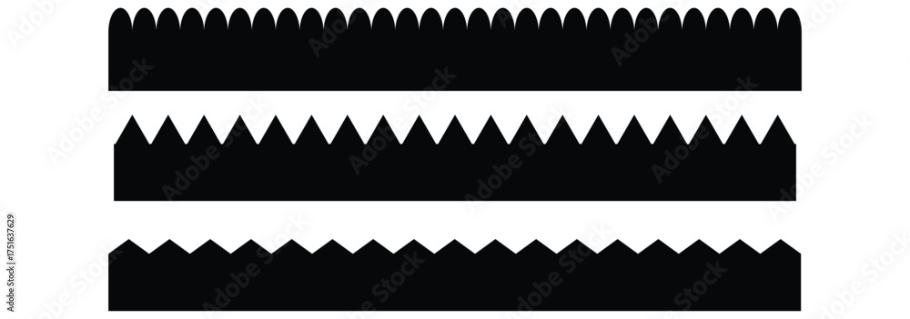 Fototapeta premium Set of scalloped borders, scalloped border set, scalloped border edge set