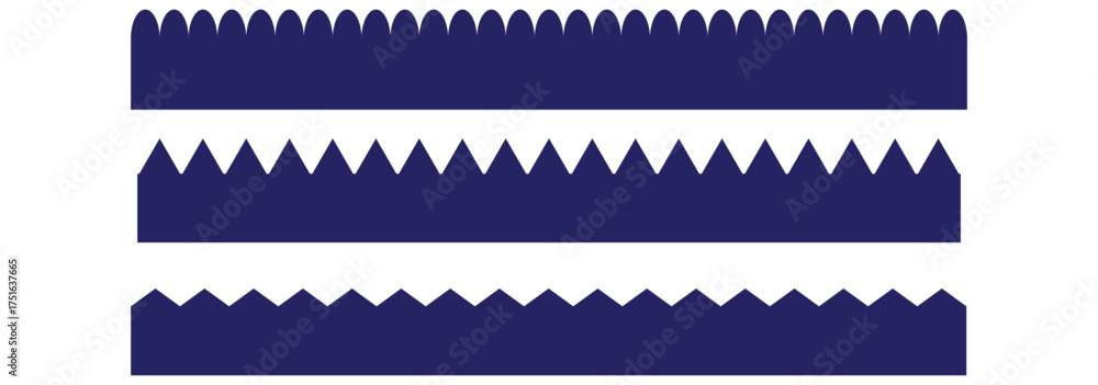Fototapeta premium Set of scalloped borders, scalloped border set, scalloped border edge set