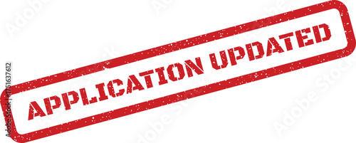 Distressed Application Updated Rubber Stamp Impression in Red Rectangular Shape, Isolated Illustration