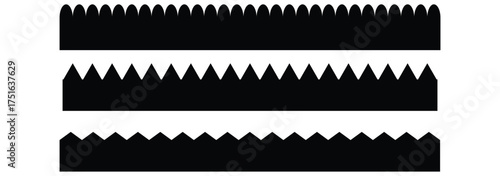 Set of scalloped borders, scalloped border set, scalloped border edge set