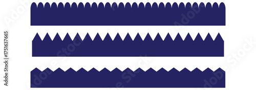 Set of scalloped borders, scalloped border set, scalloped border edge set