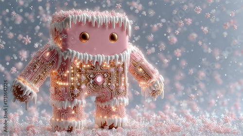 christmas , half gingerbread half robot