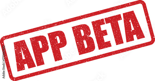 Distressed stamp effect design, showing App Beta in a bold, rectangular format