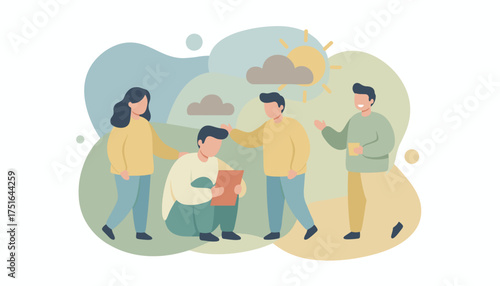 People supporting each other overcoming challenges for mental wellness and collaboration