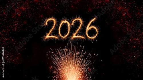 Explosive 2026 New Year Celebration with Fiery Fireworks & Sparks
