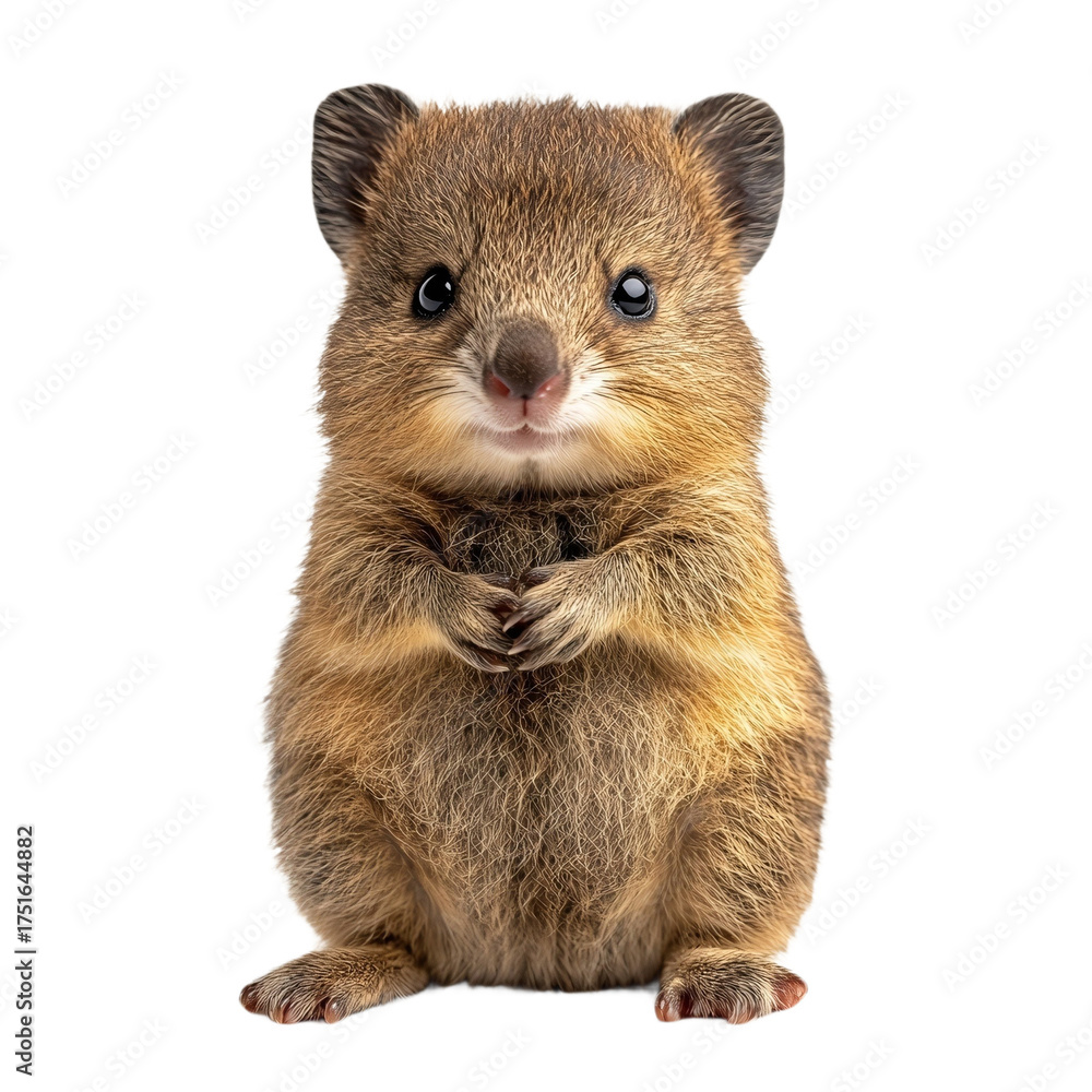 Obraz premium Angular view full body shot of a baby quokka studio shot isolated on a white transparent background
