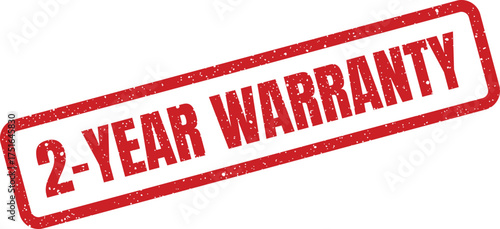 Grunge effect 2year warranty stamp in oblique view for product guarantee marketing