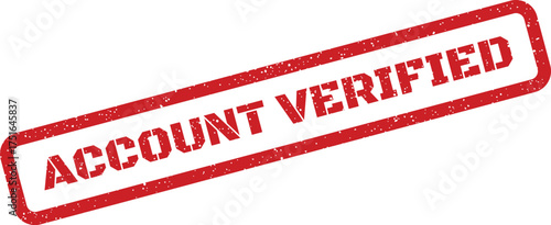 Grunge rectangular rubber stamp with account verified message, authentic business document mark