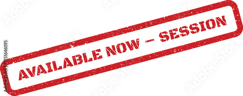 Grunge red available now session stamp illustration for design uses