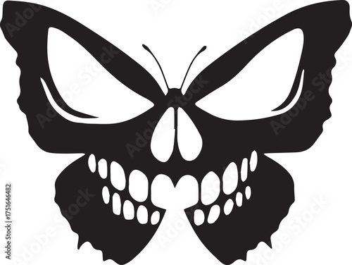 Skull Butterfly Silhouette – Black and White Dual Illusion of Insect and Human Skull Skull Butterfly Silhouette – Black and White Dual Illusion of Insect and Human Skull