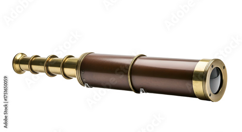 Antique spyglass brown body, brass accents
