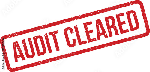 Red Audit Cleared Rubber Stamp with Distressed Texture, Isolated Finance Approval