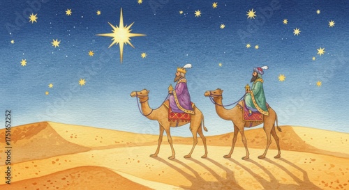 Epiphany day celebration with wise men on camels following the star