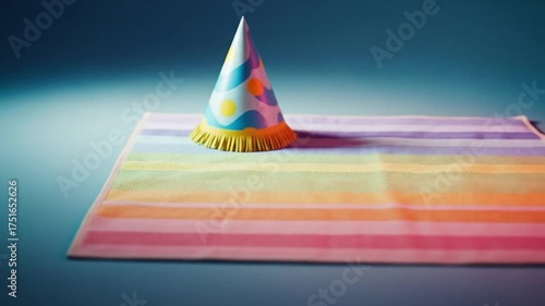 Colorful Party Hat on Rainbow Placemat