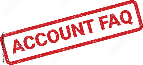 Red rectangular Account FAQ rubber stamp illustration, information help with grunge texture and details