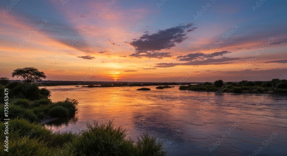 Fototapeta premium Serene river sunset