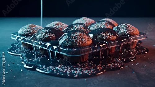 Cupcakes Drenched in Dark Chocolate Sauce