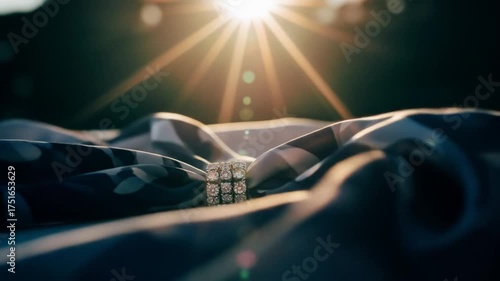 Diamond Ring Glistening in Sunset Light
