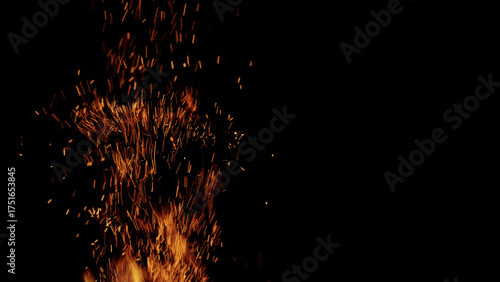 Wallpaper Mural sparks and embers from campfire flying over black background Torontodigital.ca