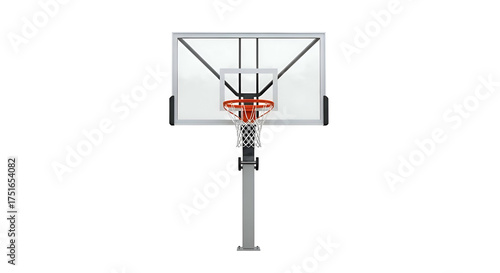 Basketball hoop on a grey pole against a dark background