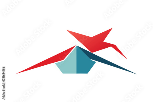 Minimalist house roof design featuring an abstract origami bird in flight