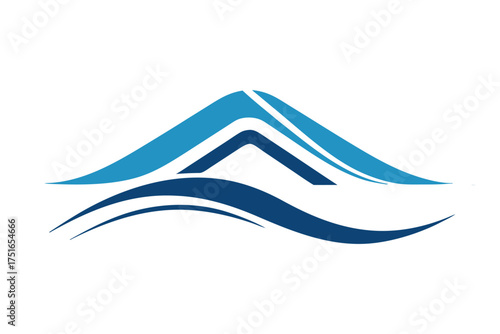 Modern abstract geometric house roof design with subtle water ripple effect and vibrant color accents