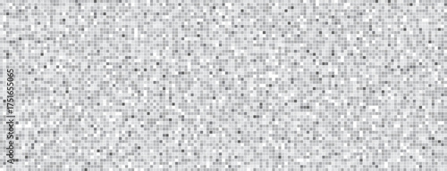 Disco ball silver pattern. Night club metallic backdrop with mirror foil texture. Vector illustration of vintage abstract shining grayscale halftone wallpaper. Grey square mosaic background .