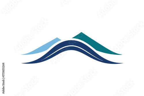 Abstract wave pattern overlaying a minimalist house roof design suitable for architectural or decorative applications